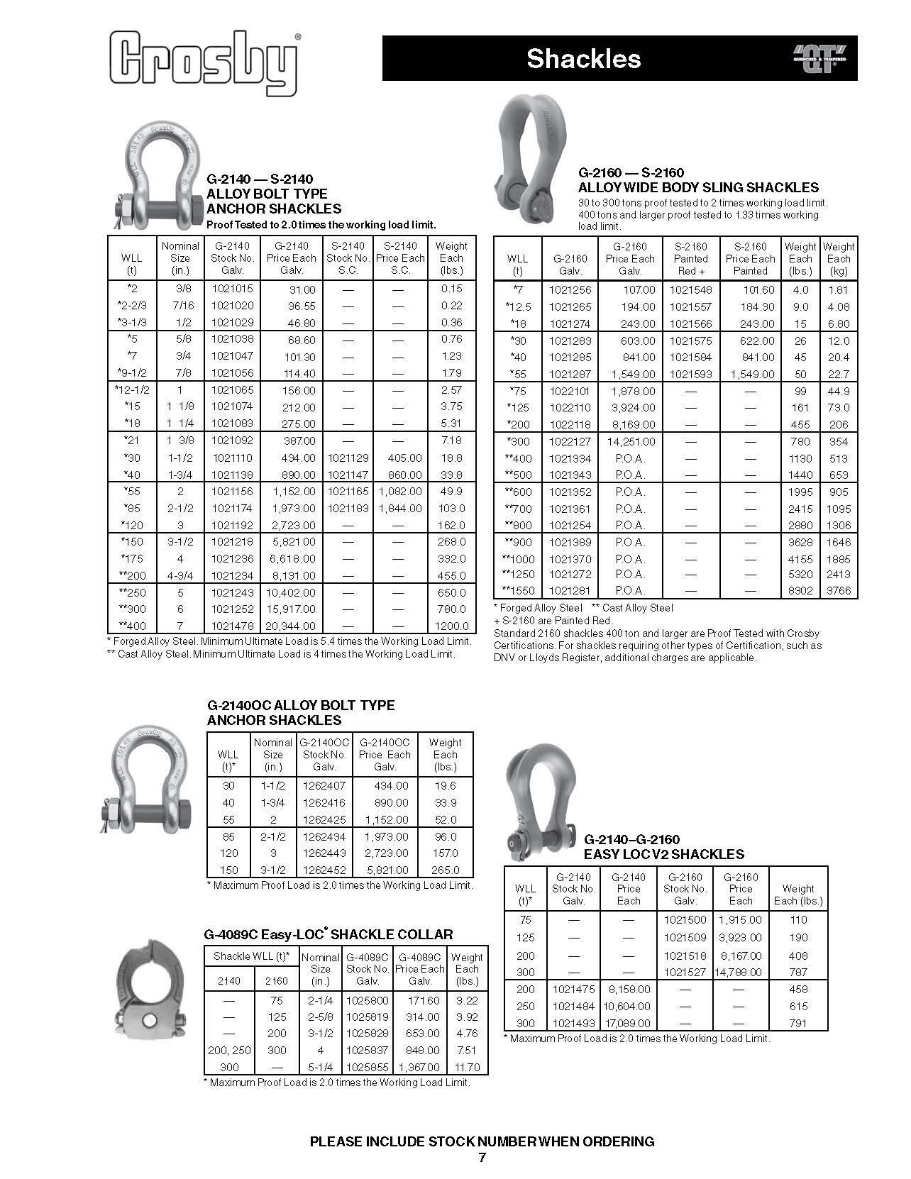 Crosby Screw Pin Anchor Shackle and Screw Pin Chain Shackle 